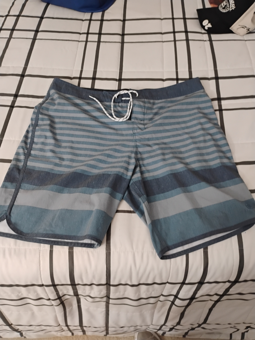 Hang Ten Striped Blue and Light Blue Board Shorts